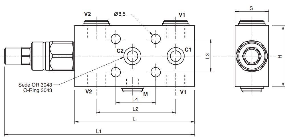 Hydraulic Single Overcentre Valve, Flangeable, Partially Balanced, VBCD 3/8” SE FL PB